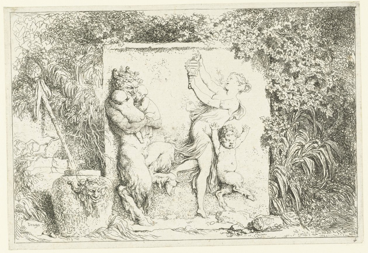 Dans av satyrer Bacchanales (serietittel) Nymphs and Satyrs (serietittel) av Jean Honore Fragonard