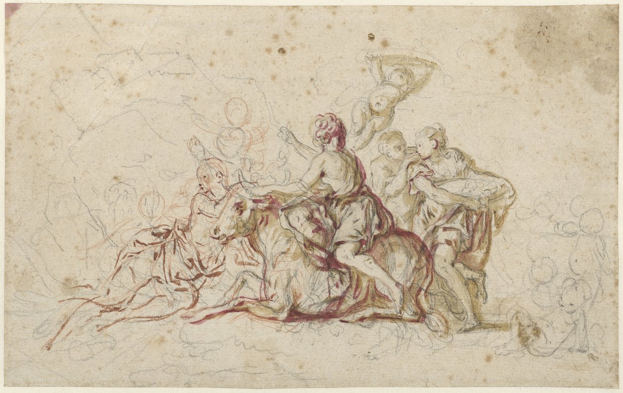 Europa kidnappet av Jupiter i skikkelse av en okse (?) av Jean Honore Fragonard