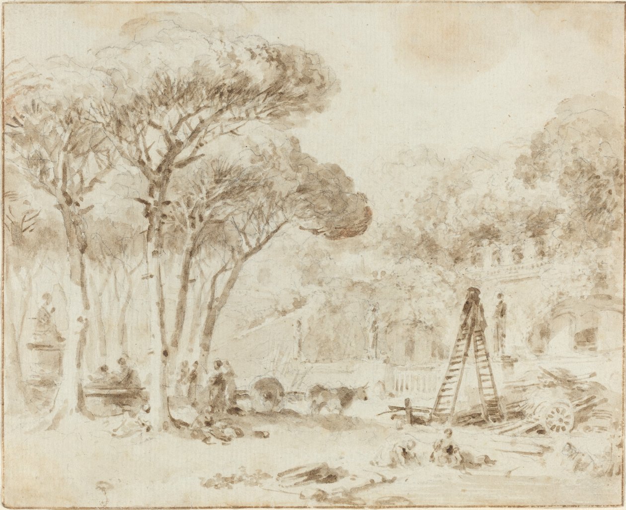 Hagene til en italiensk villa (Villa Medici?) av Jean Honore Fragonard