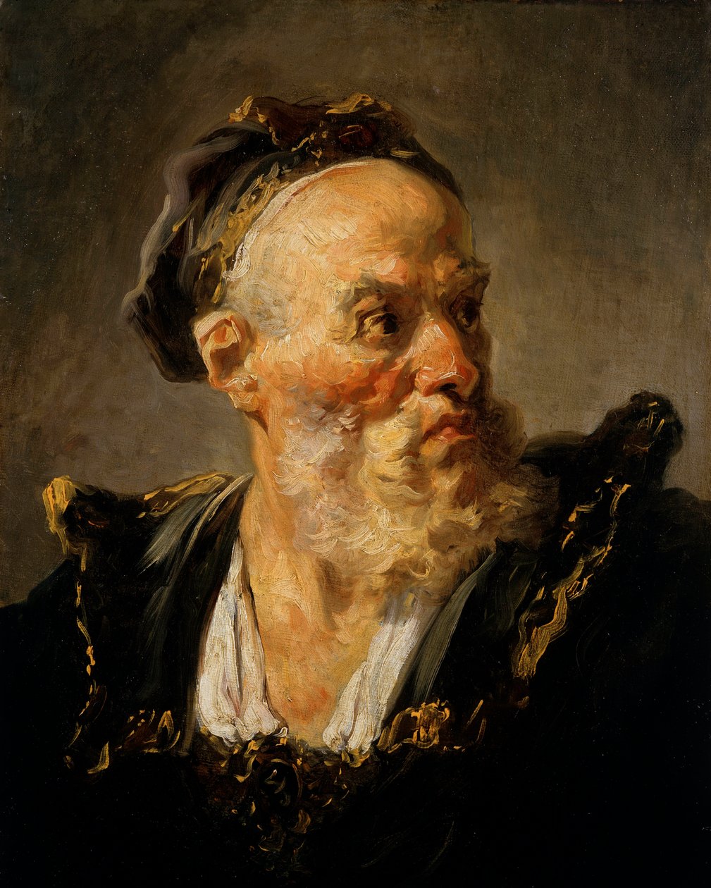 Leder for Old Man Painting av Jean Honore Fragonard (1732-1806) Paris fra 1700-tallet, Musee Jacquemart Andre av Jean Honore Fragonard