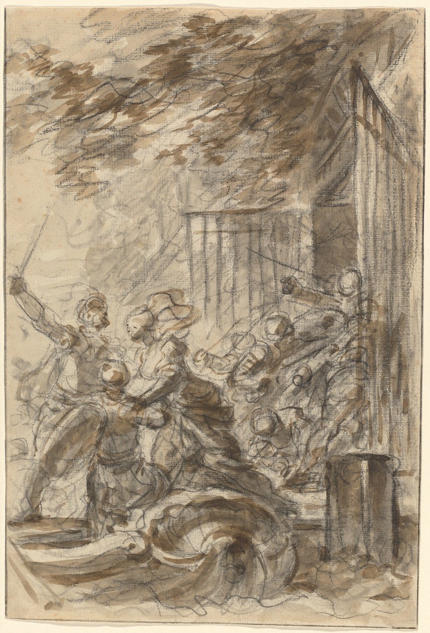 Isabella forlater hjemmet sitt for å følge Odorico og hans menn av Jean Honore Fragonard