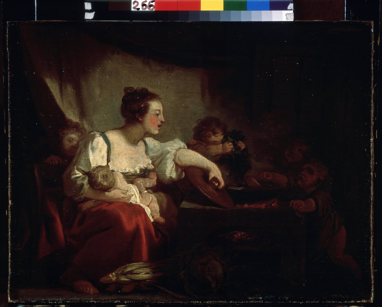 ""Den fattige familien"" (Den fattige familien) Maleri av Jean Honore Fragonard (1732-1806) 1760-1762 Pushkin-museet, Moskva av Jean Honore Fragonard
