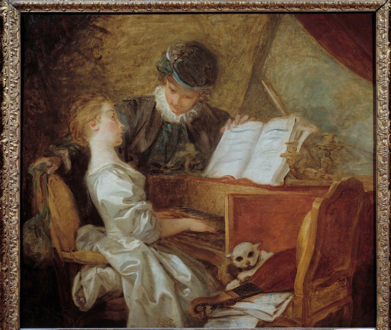 Musikktimen Maleri av Jean-Honore Fragonard (1732-1806). Sol. 1,09x1,21m. av Jean Honore Fragonard