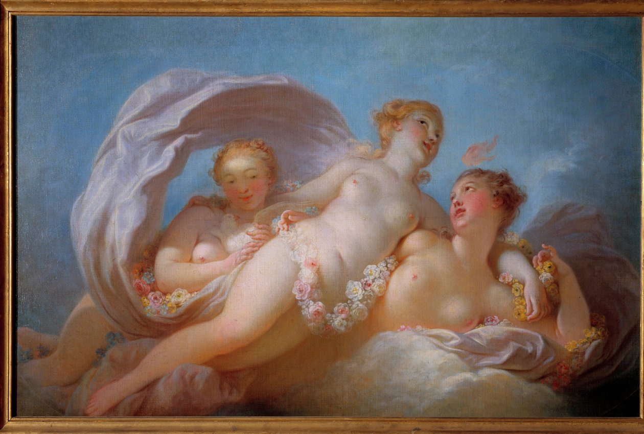 The Three Graces-maleriet av Jean Honore Fragonard (1732-1806). Musee Fragonard fra 1700-tallet, Grasse av Jean Honore Fragonard