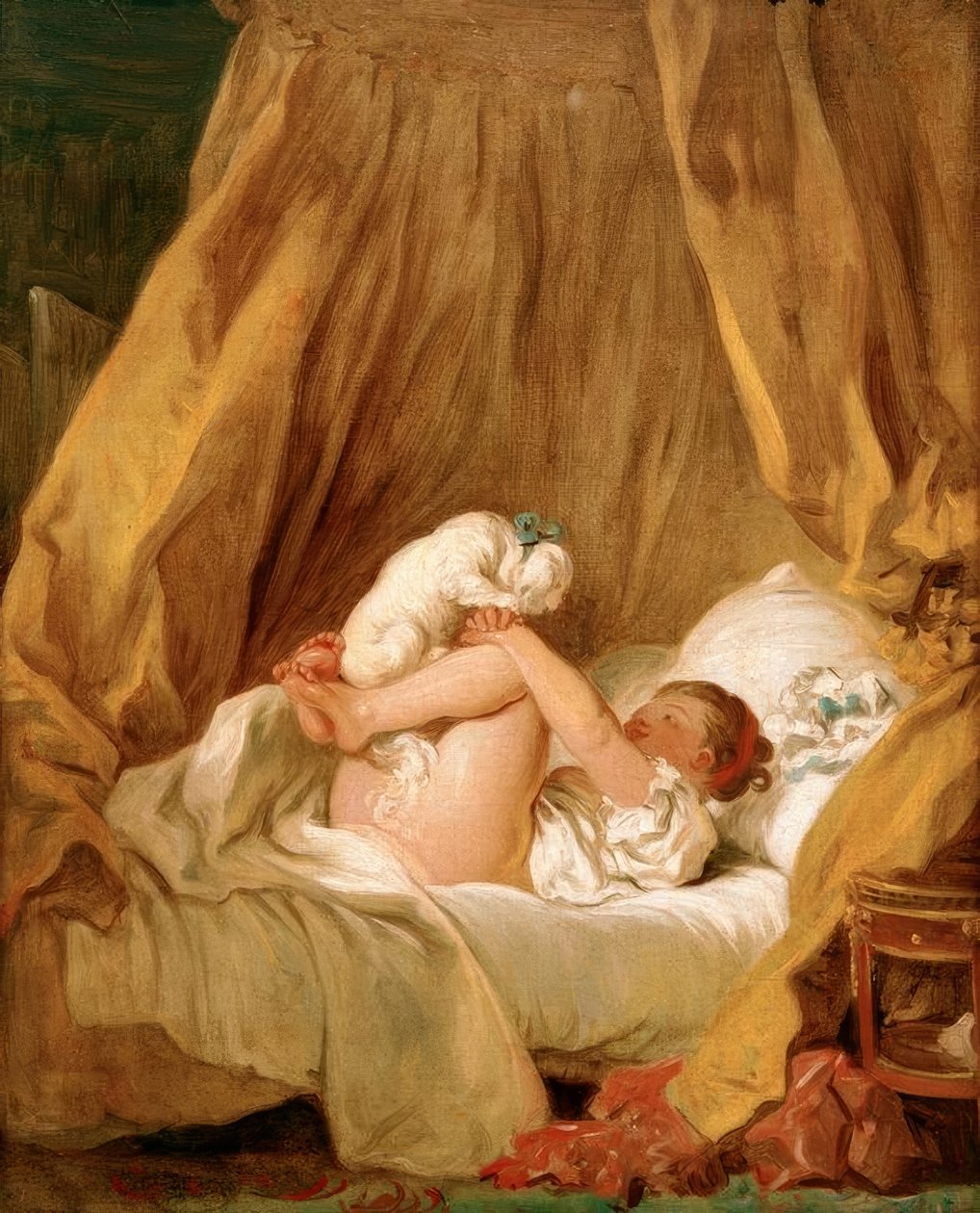 Jente med hund av Jean Honore Fragonard