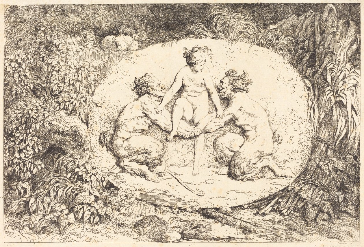 Nymfe støttet av to satyrer av Jean Honore Fragonard