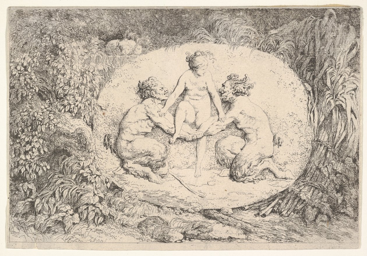 Nymfe støttet av to satyrer, 1763. av Jean Honore Fragonard