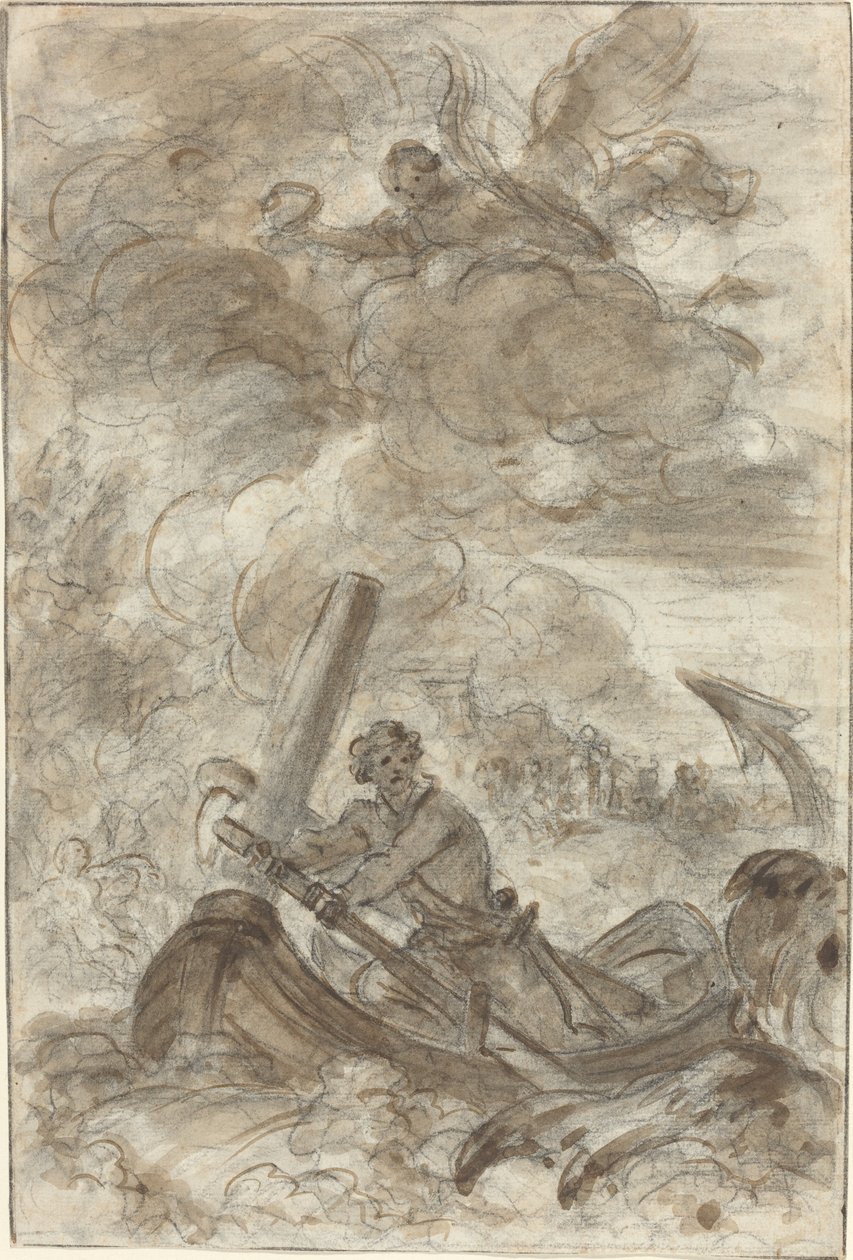 Orlando dreper orken med et anker av Jean Honore Fragonard