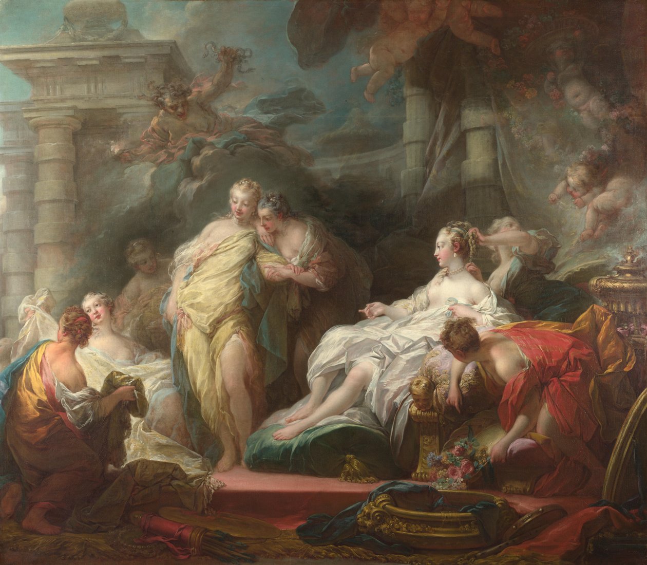 Psyche viser søstrene hennes gaver fra Cupid, 1753 av Jean Honore Fragonard