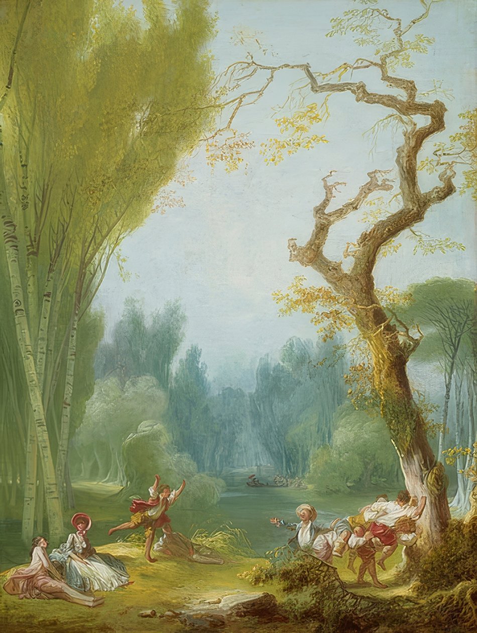 Reiterspiele (Et spill med hest og rytter). Um 1775/80 av Jean Honore Fragonard