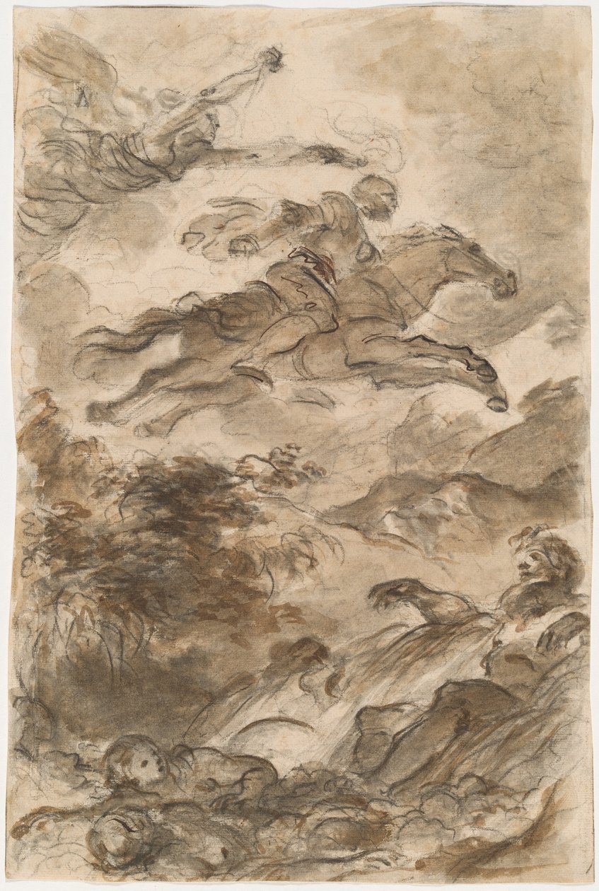 Rinaldo, Astride Baiardo, flyr av gårde i jakten på Angelica av Jean Honore Fragonard