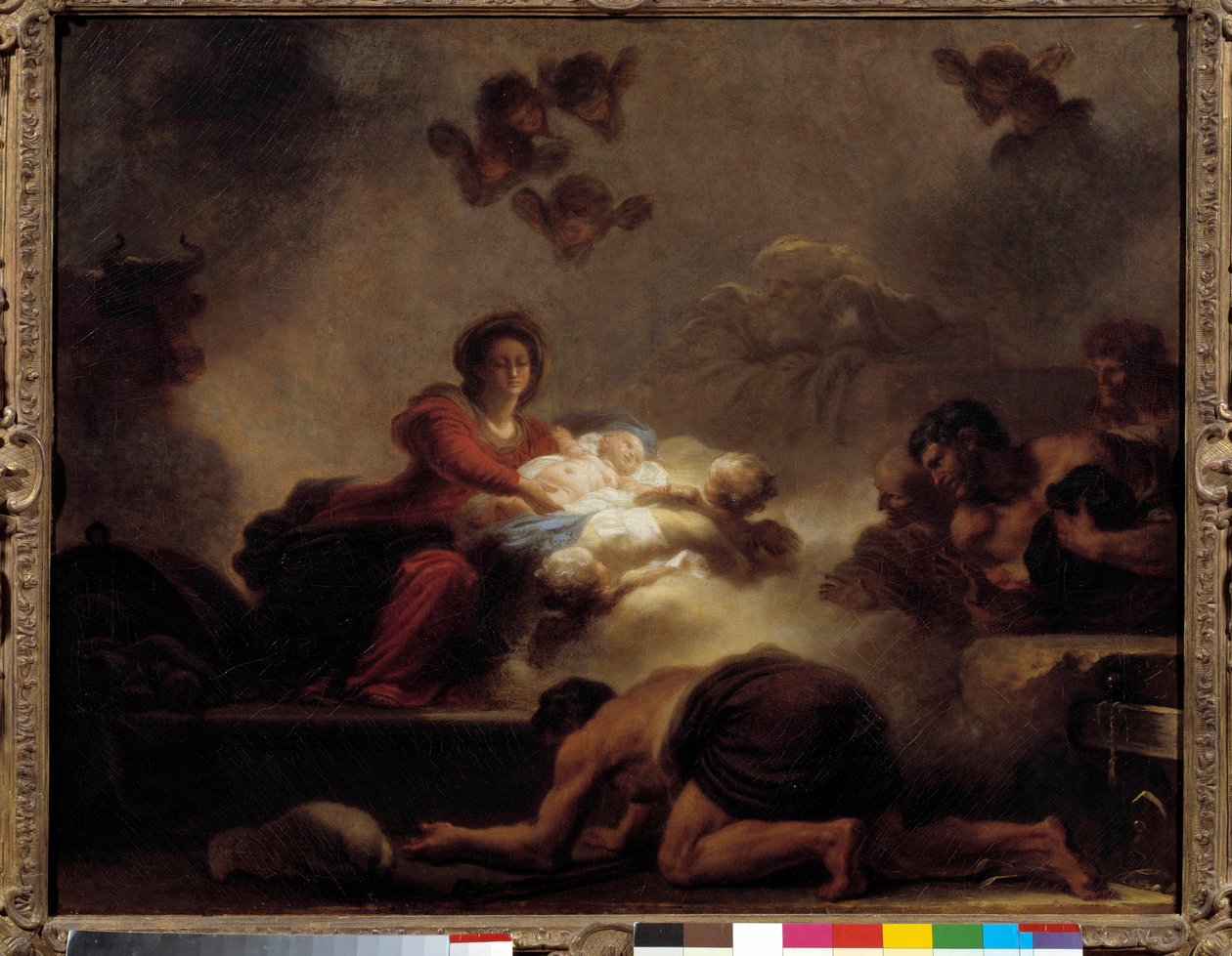 Hyrdenes tilbedelse, maleri av Jean-Honore Fragonard (1732-1806). 18. århundre. Dim. 0,73x0,93 m. av Jean Honore Fragonard