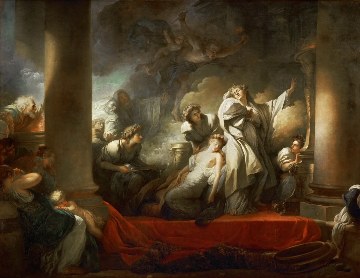 Ypperstepresten Coresus ofrer seg selv for å redde Callirhoe av Jean Honore Fragonard