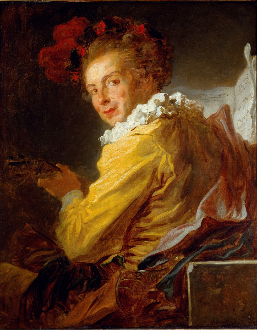 Musikken - Portrett av Monsieur de la Breteche, bror til Abbe Saint-Non av Jean Honore Fragonard