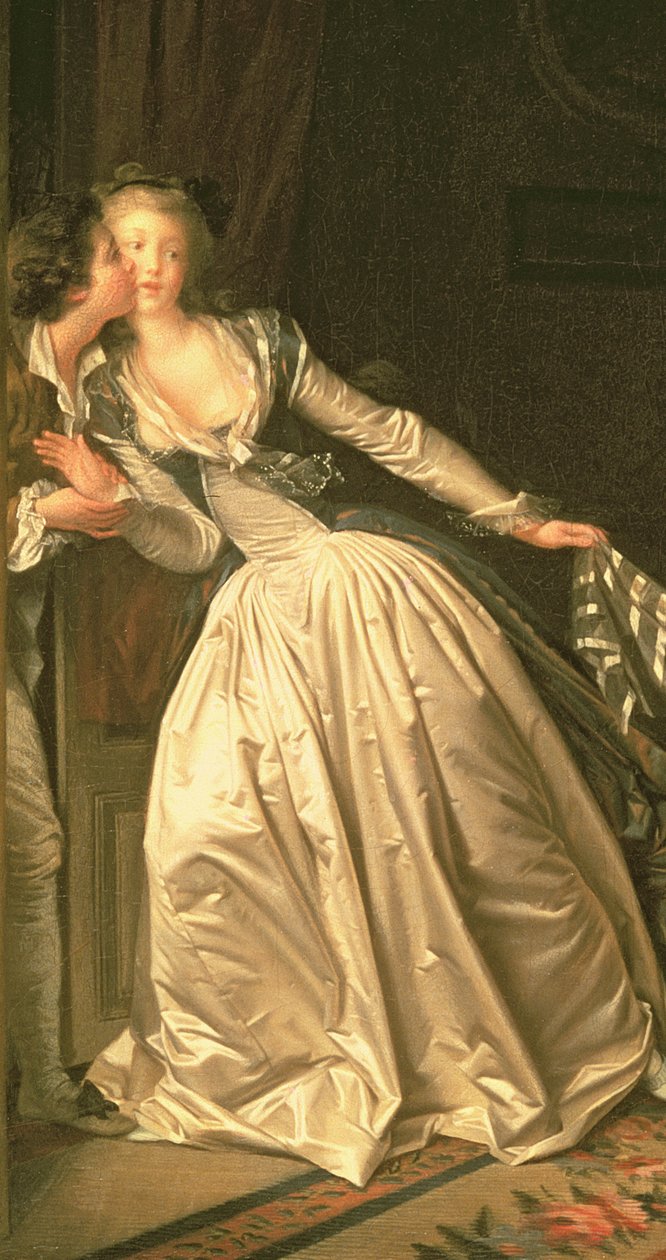 The Stolen Kiss, ca. 1788 (detalj av 37519) av Jean Honore Fragonard