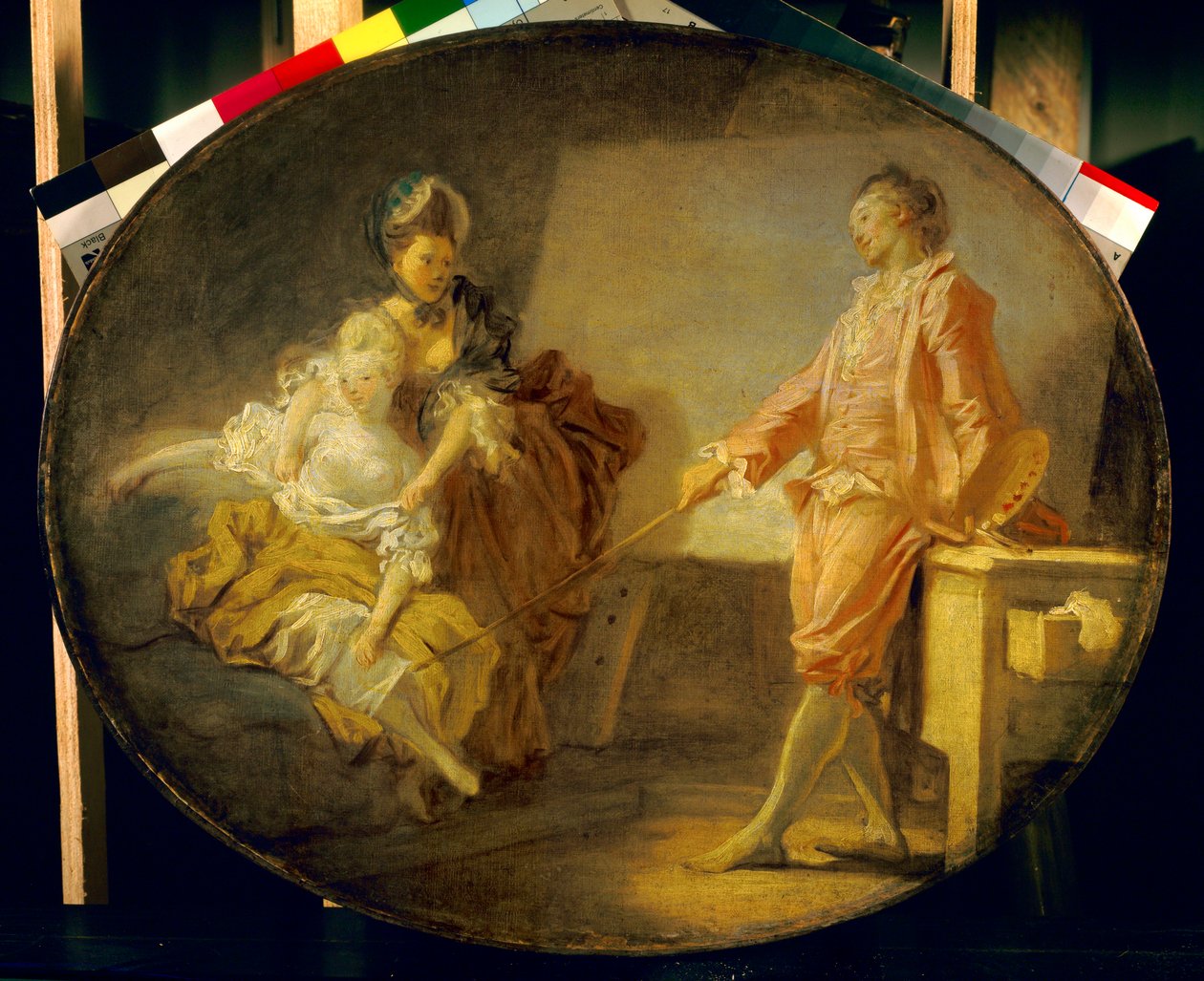 Begynnelsen av modellen En ung modell sjenert å ikke våge å bli. Maleri av Jean Honore Fragonard (1732-1806). Paris. Jacquemart Andre-museet av Jean Honore Fragonard