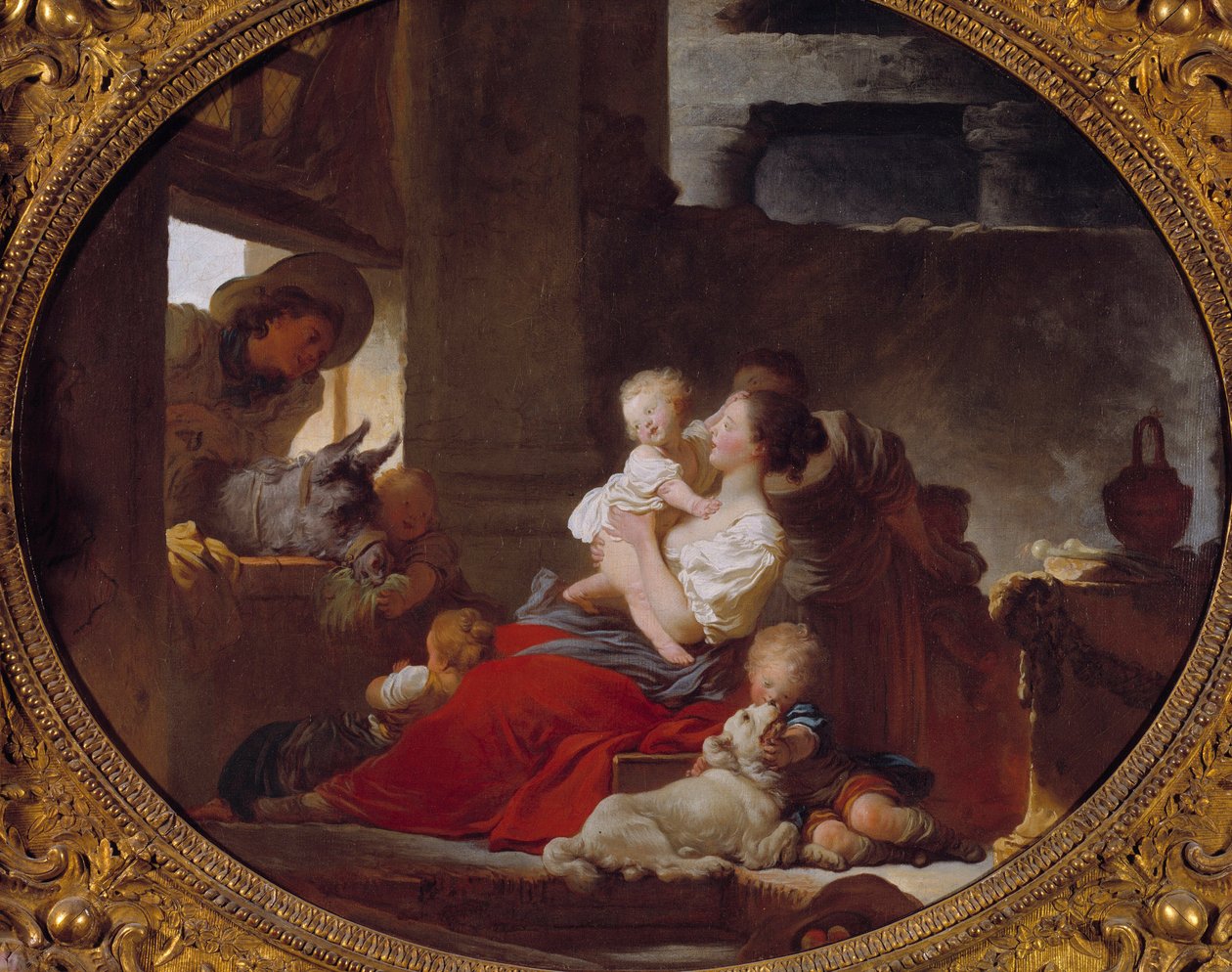 Den lykkelige familien Maleri av Jean Honore Fragonard (1732-1806) Paris fra 1700-tallet, Musee Cognacq Jay av Jean Honore Fragonard