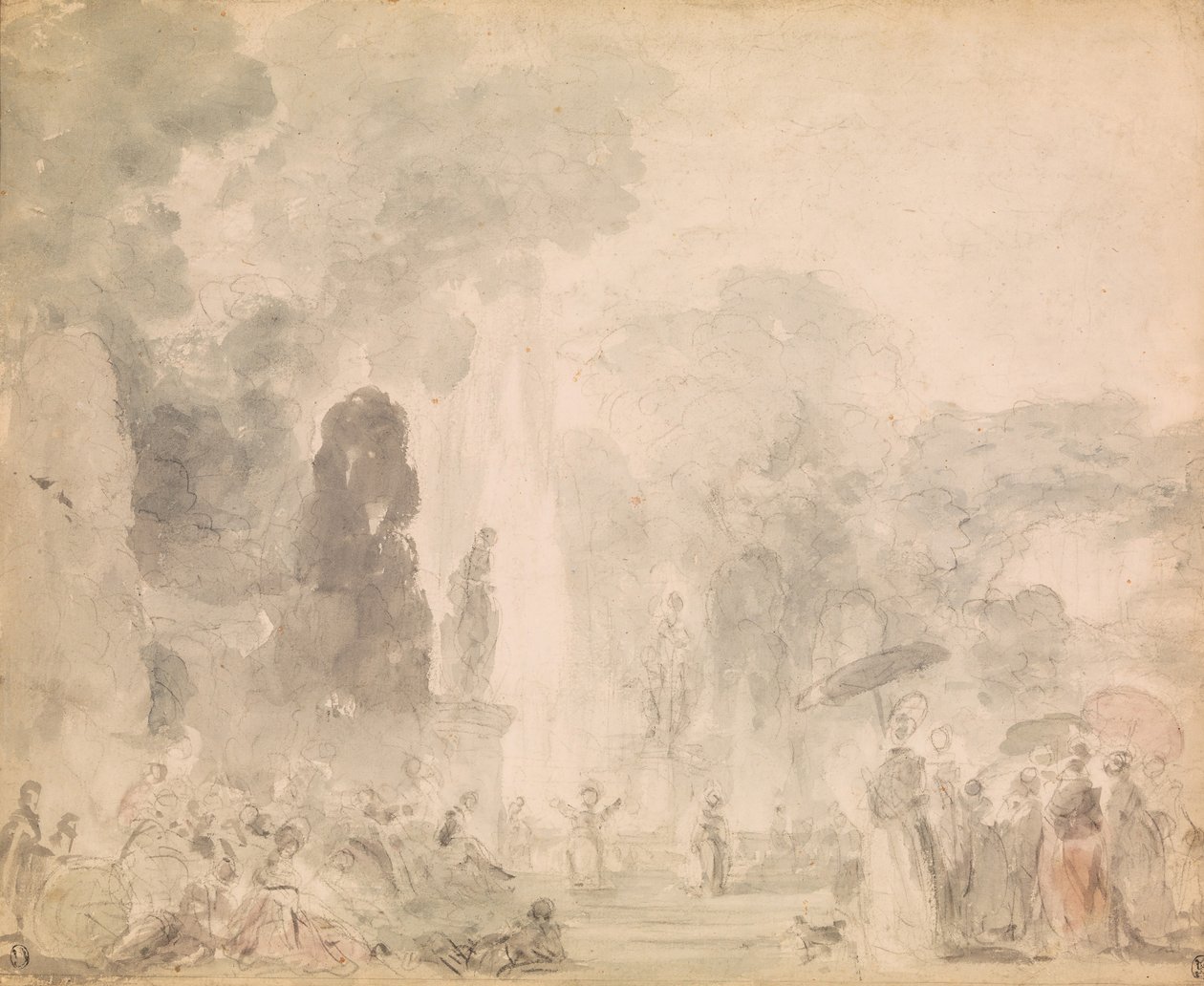 Utsikt over en park, sent på 1770-tallet. av Jean Honore Fragonard