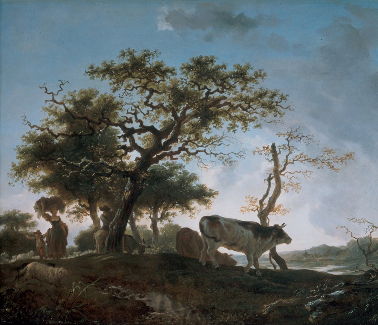 Ung kvinne og en gjeter som leder flokkene sine av Jean Honore Fragonard