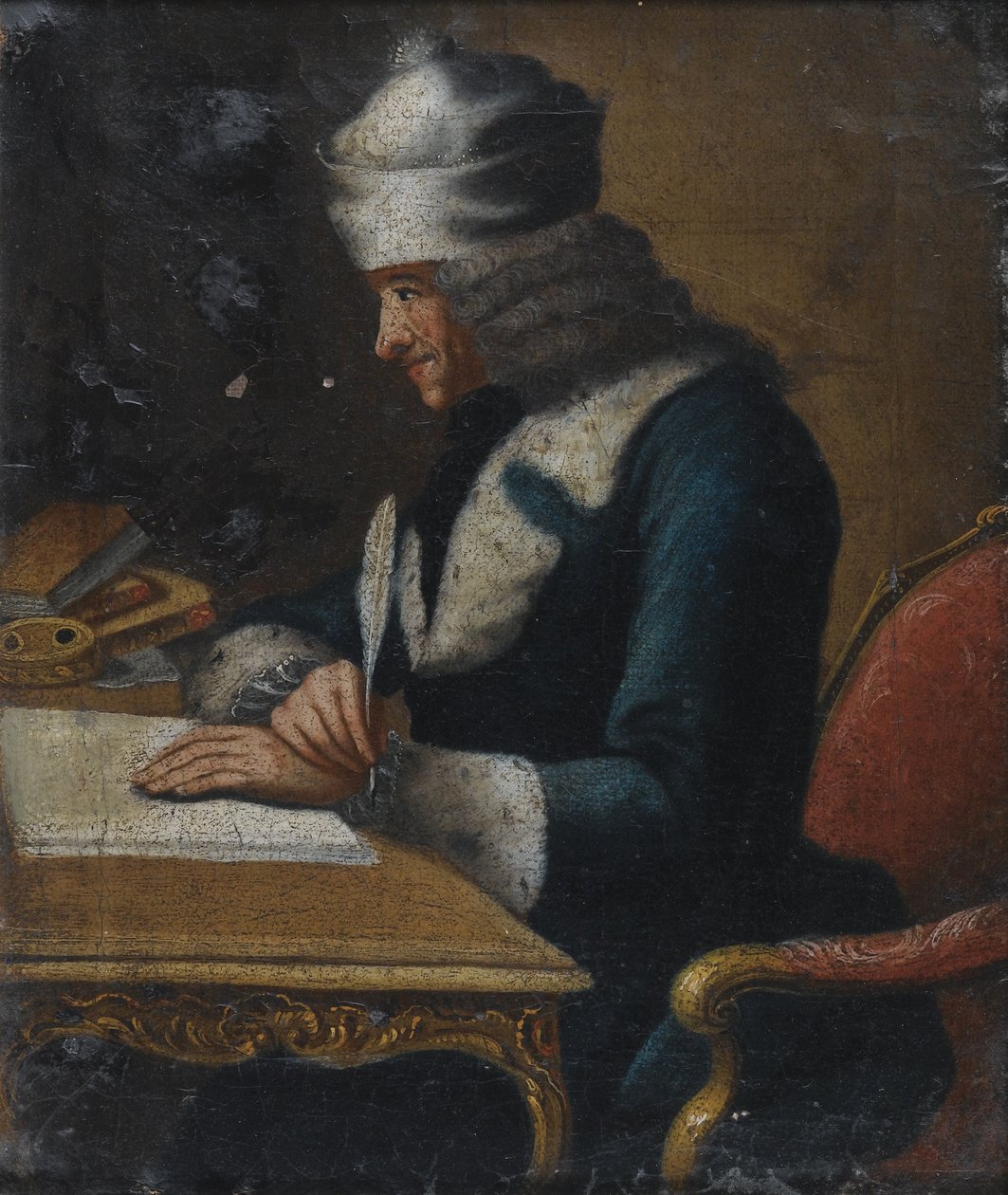Portrett av Francois Marie Arouet de Voltaire 1694-1778 av Jean Huber