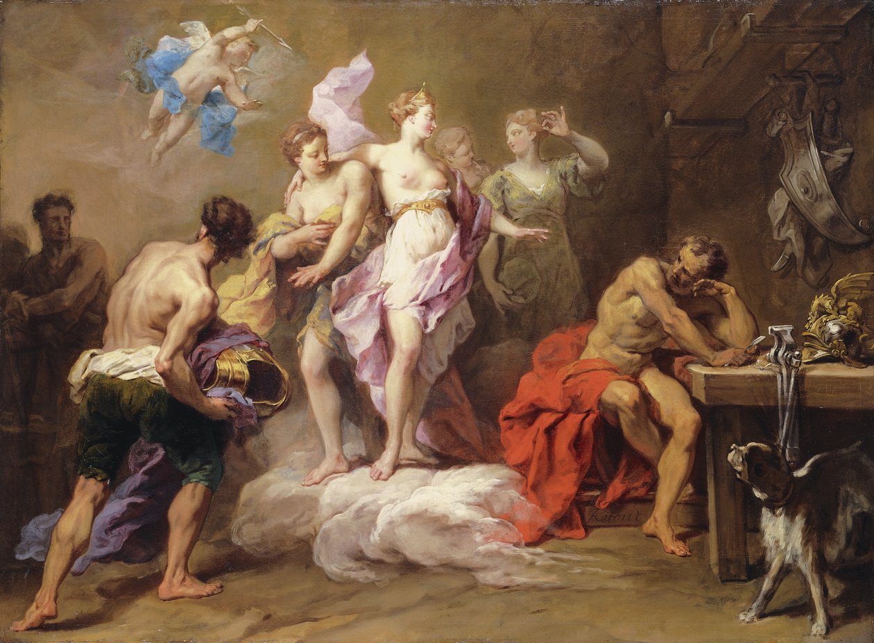 Venus bestiller våpen fra Vulcan for Aeneas, av Jean II Restout