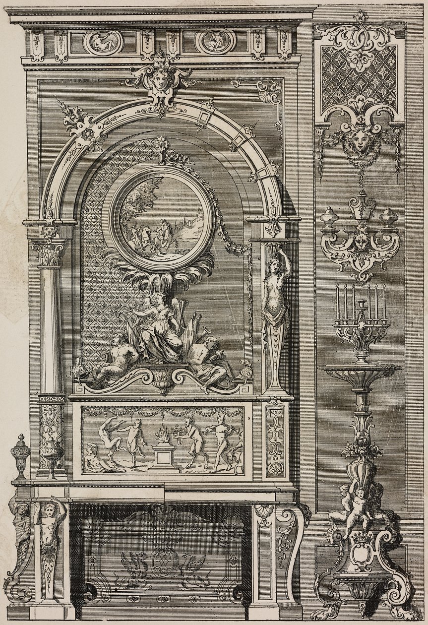 Peis, av Jean Berain (1640-1711), gravering av Scotin Aine fra L