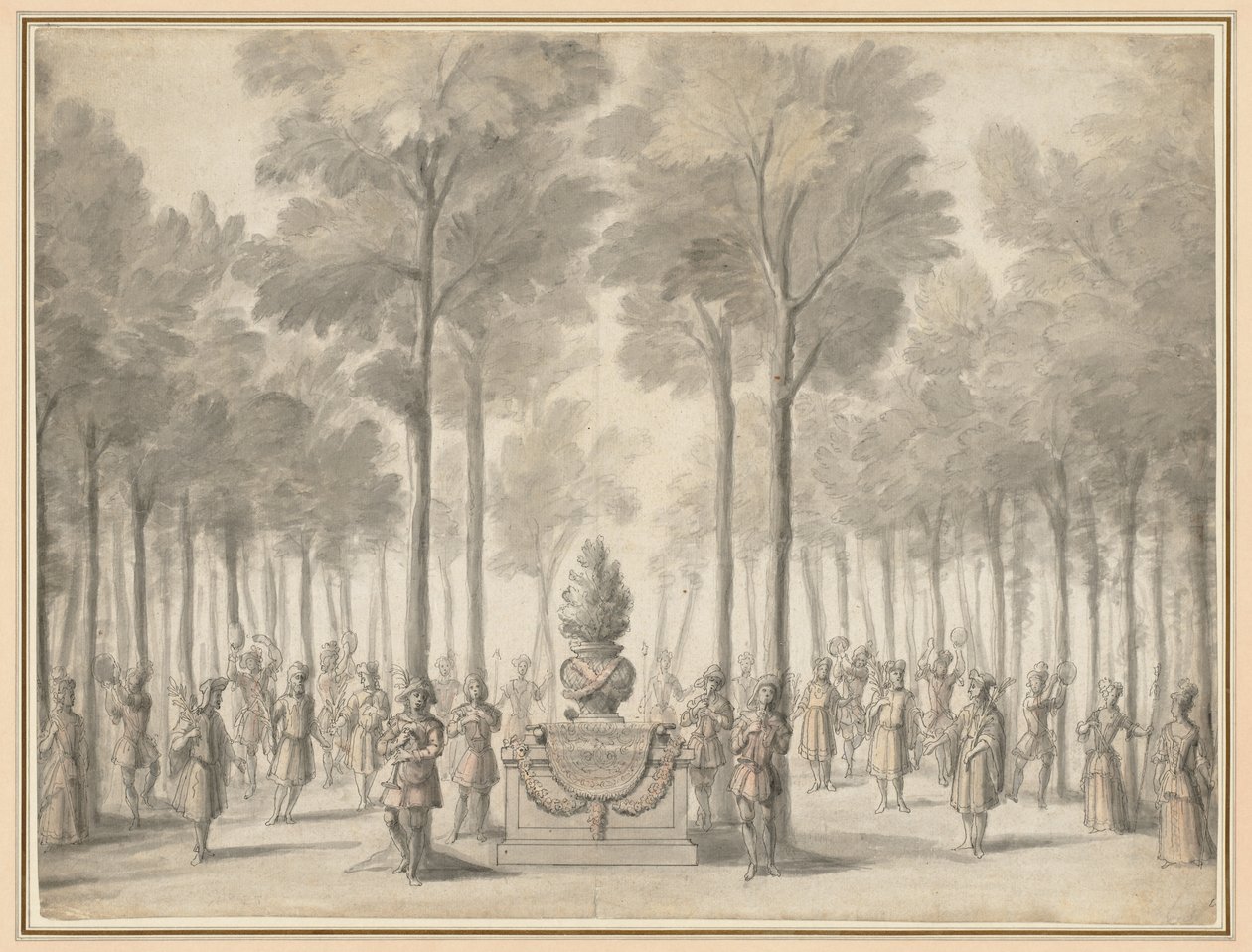 Design for Divertissement fra "La Pastorale" (første inngang til operaballetten "Les Muses" av Danchet og Campra) av Jean I Berain