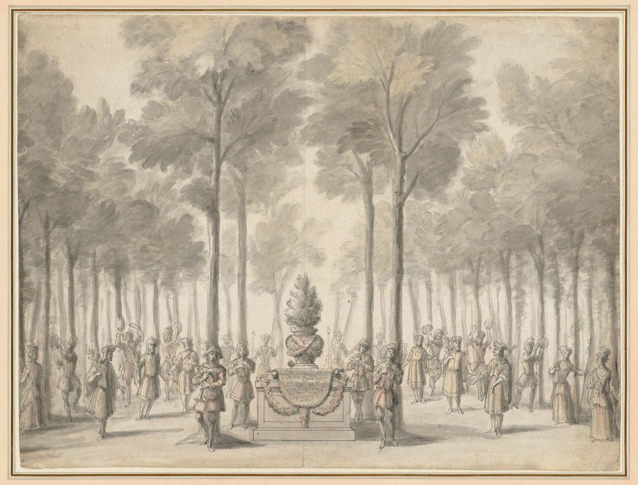 Design for Divertissement fra La Pastorale Første inngang til operaballetten Les Muses..., av Jean I Berain