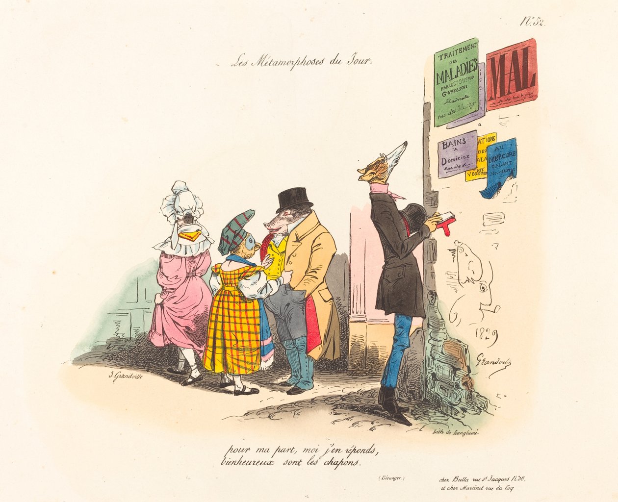 Dagens metamorfoser: angrer, eller aldri til neste gang av Jean Ignace Isidore Grandville