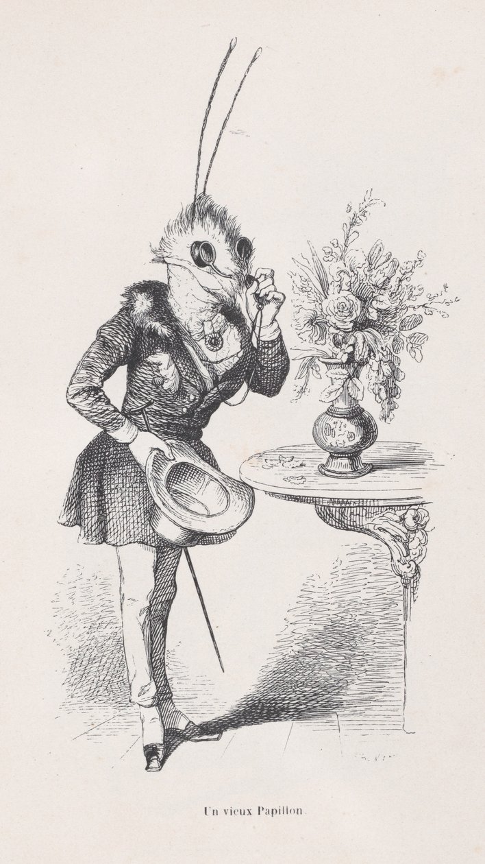 En gammel sommerfugl fra scener fra dyrenes private og offentlige liv, ca. 1837-47. av Jean Ignace Isidore Gérard