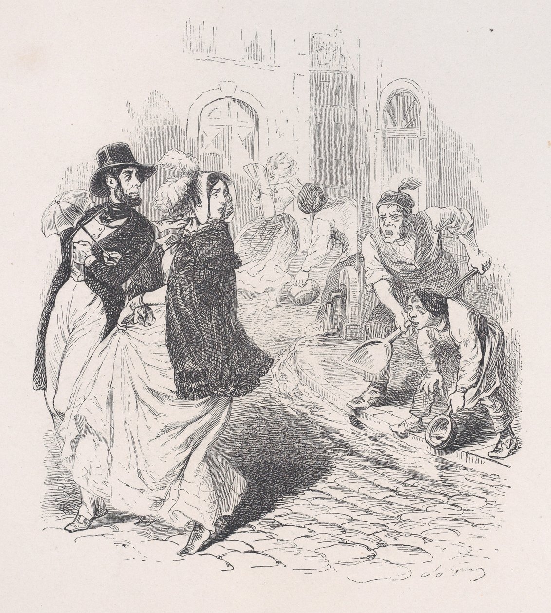 Bare overalt er vannkraner, vannkummer av enhver form, spader og potter i alle størrelser..., 1843. av Jean Ignace Isidore Gérard