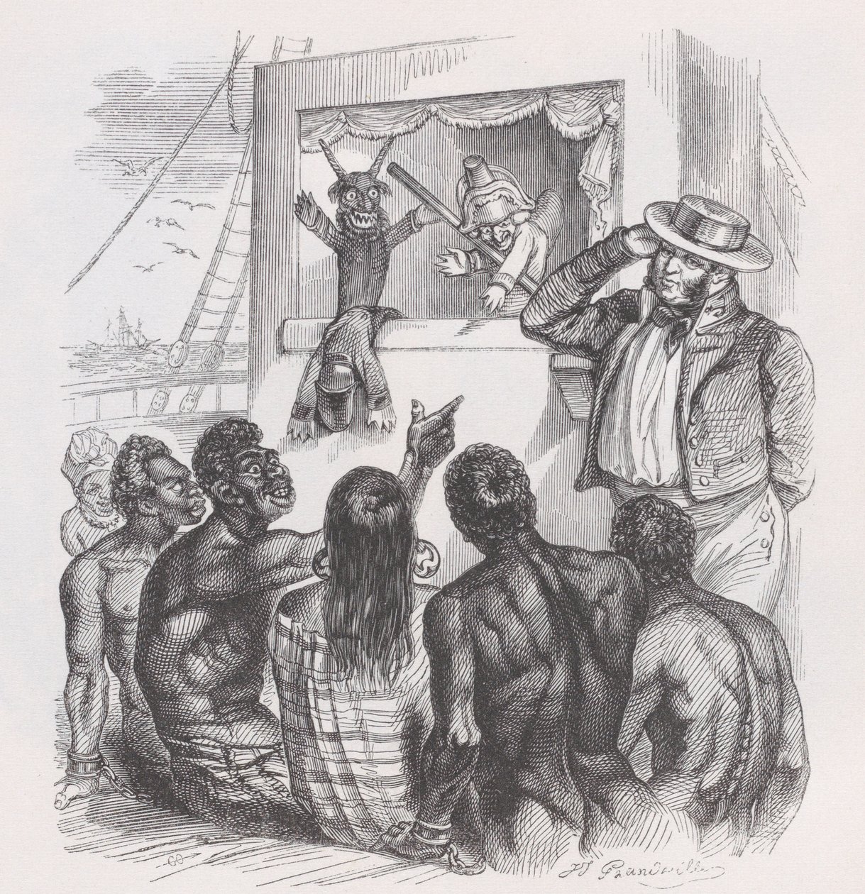 The Black and the Puppets fra The Complete Works of Béranger, 1836. av Jean Ignace Isidore Gérard