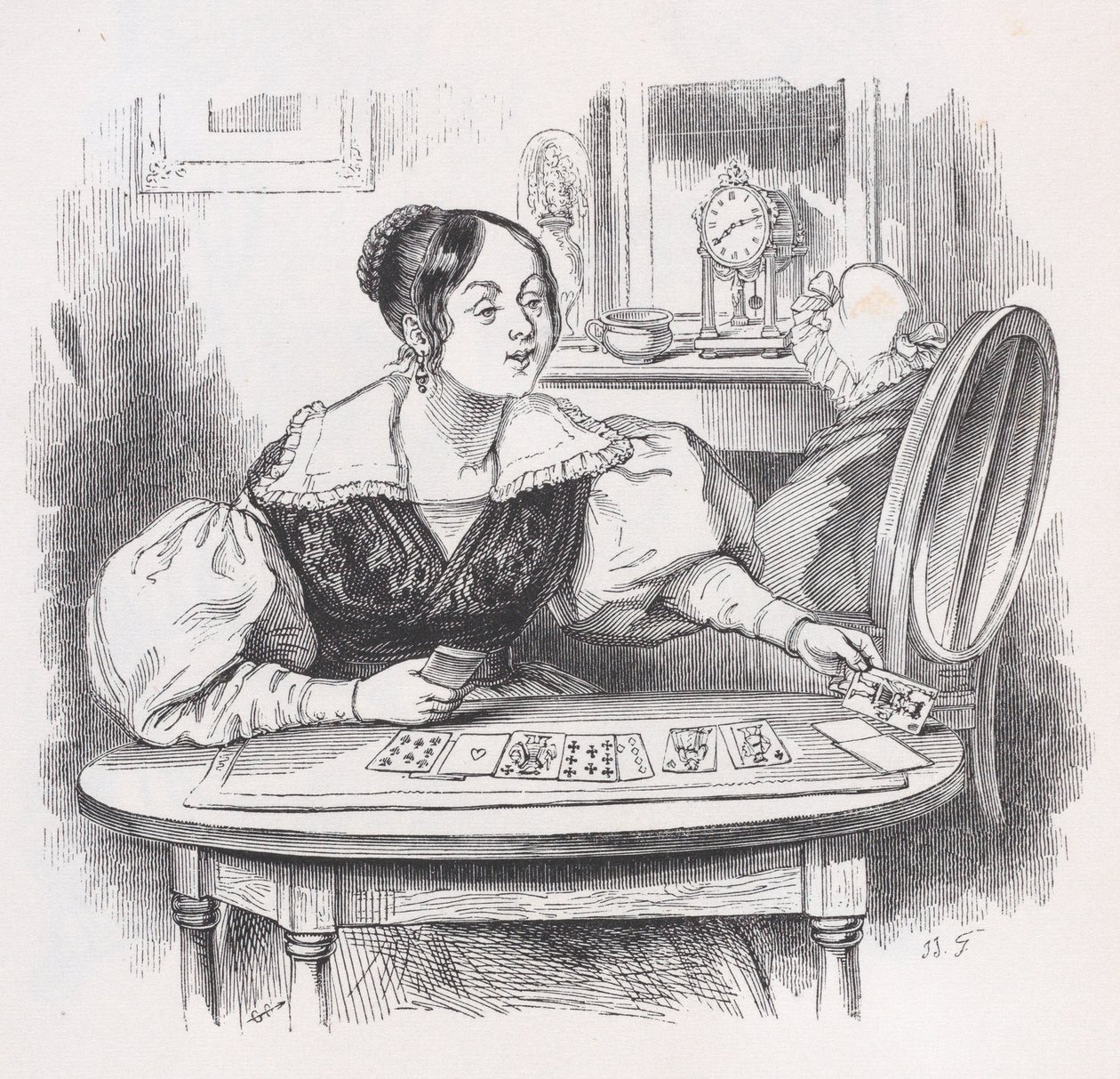 Kortene fra The Complete Works of Béranger, 1836. av Jean Ignace Isidore Gérard
