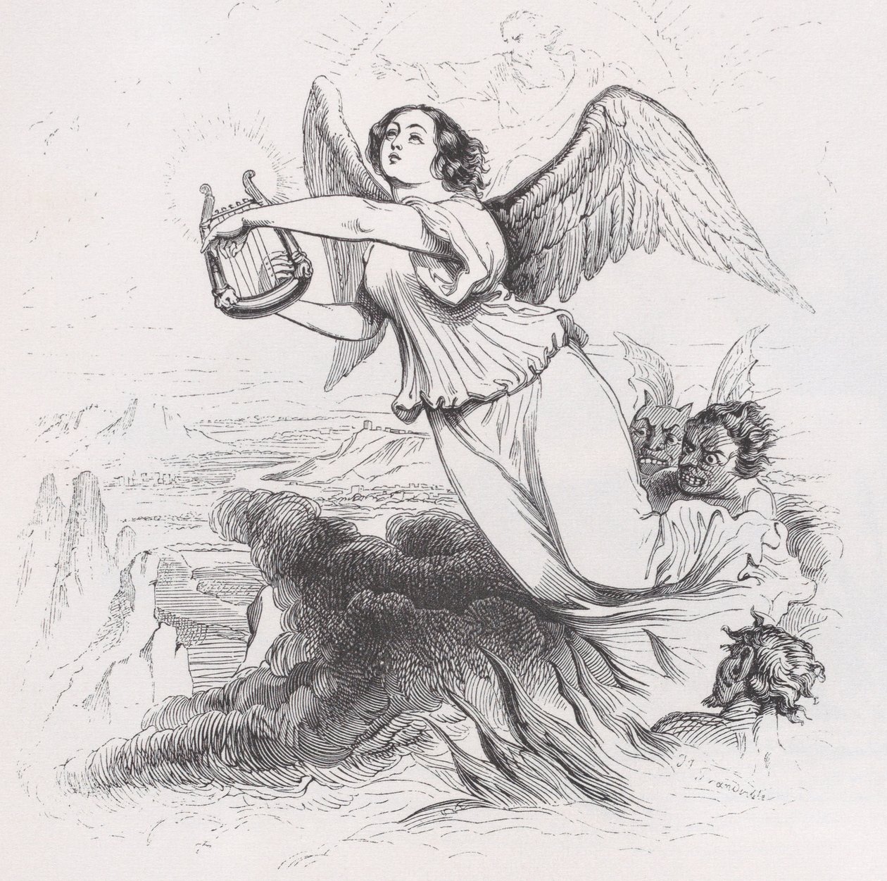 The Exiled Angel fra The Complete Works of Béranger, 1836. av Jean Ignace Isidore Gérard