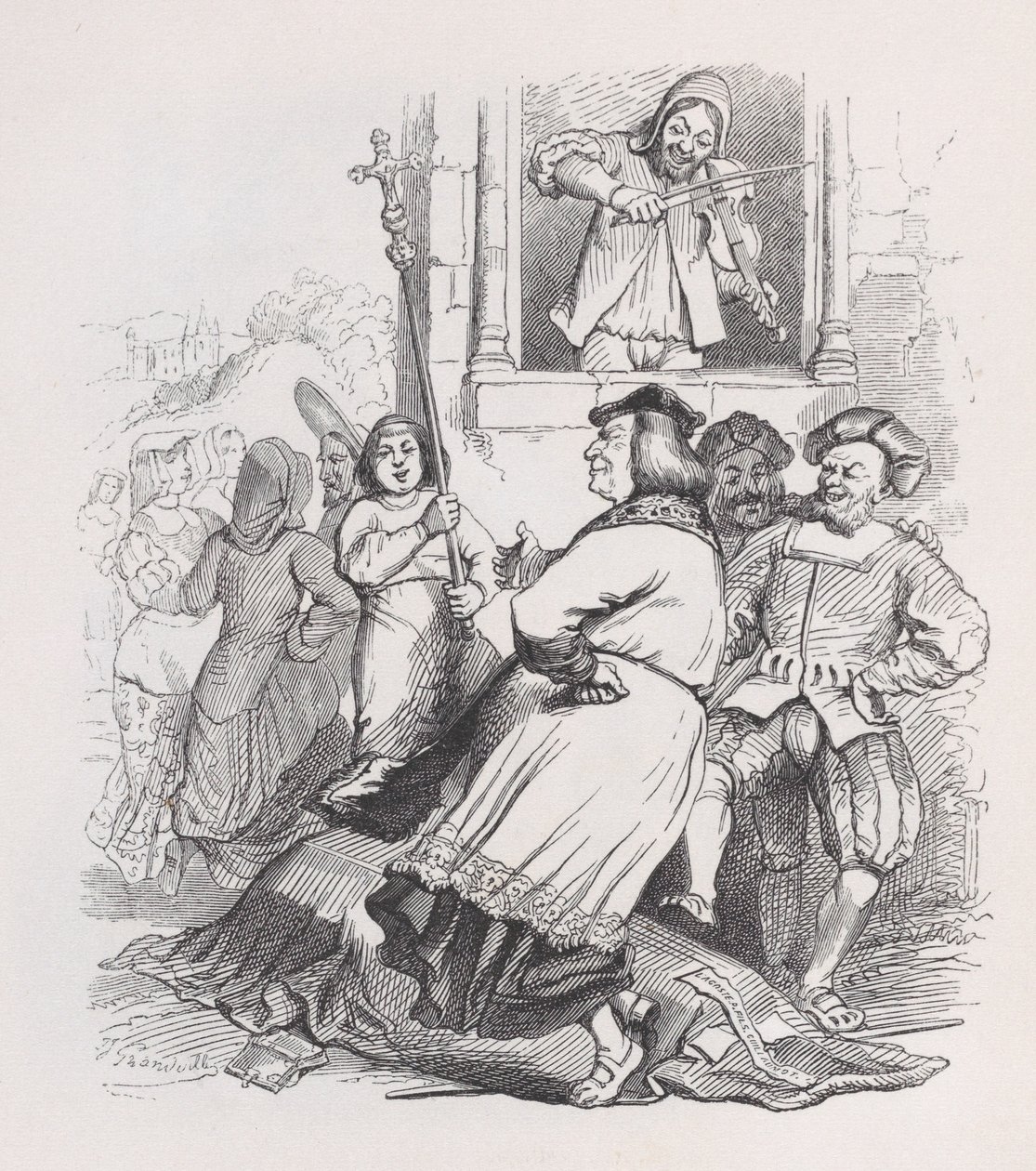 The Fiddler of Meudon fra The Complete Works of Béranger, 1836. av Jean Ignace Isidore Gérard