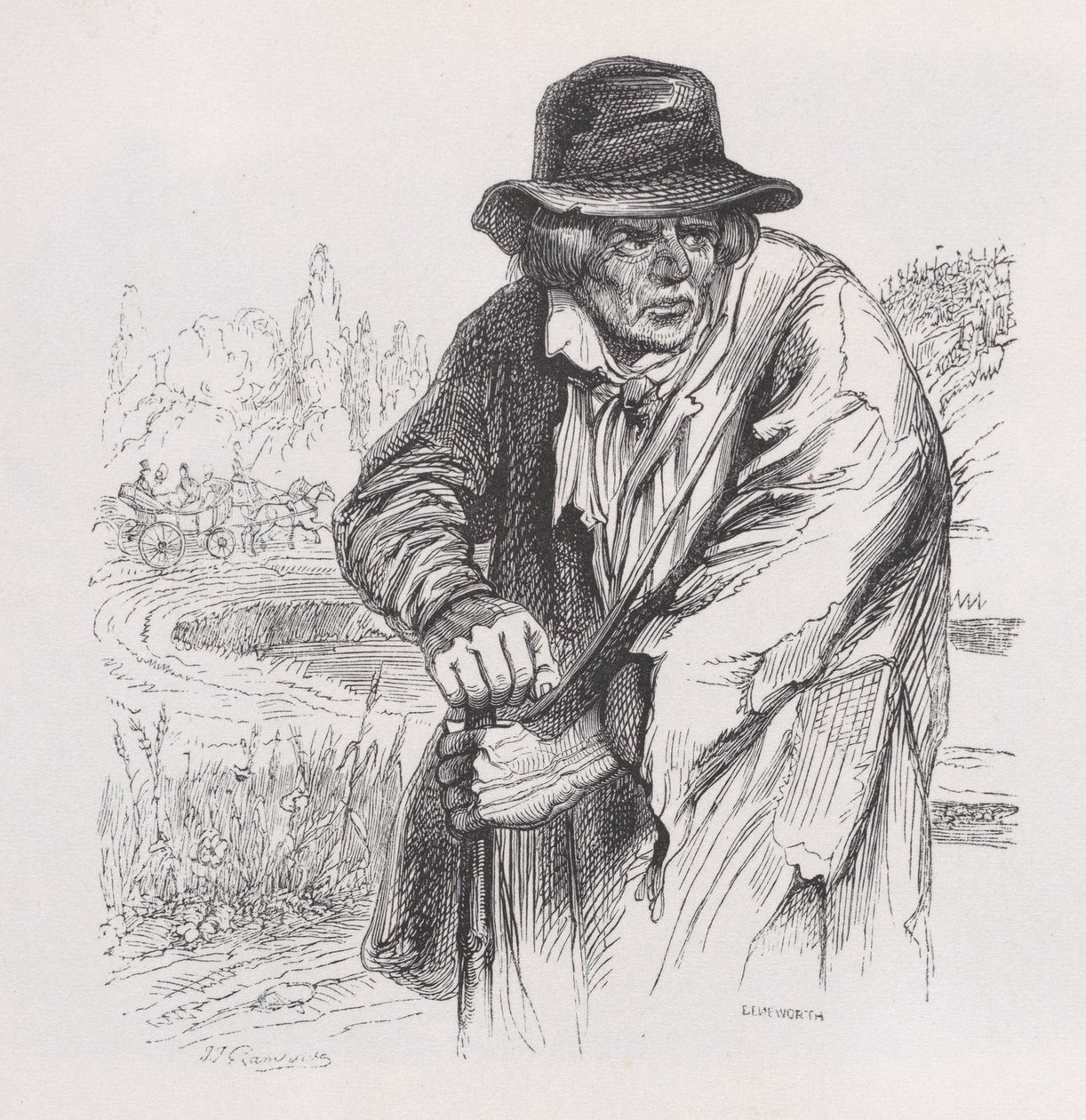 The Old Vagabond fra The Complete Works of Béranger, 1836. av Jean Ignace Isidore Gérard