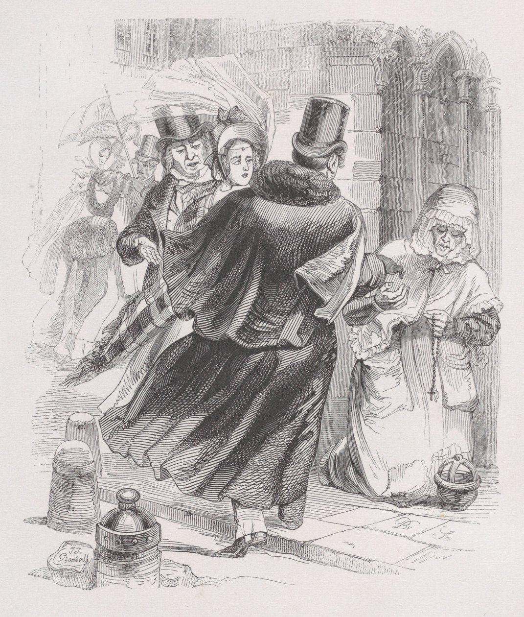 Den fattige kvinnen fra Bérangers komplette verk, 1836. av Jean Ignace Isidore Gérard