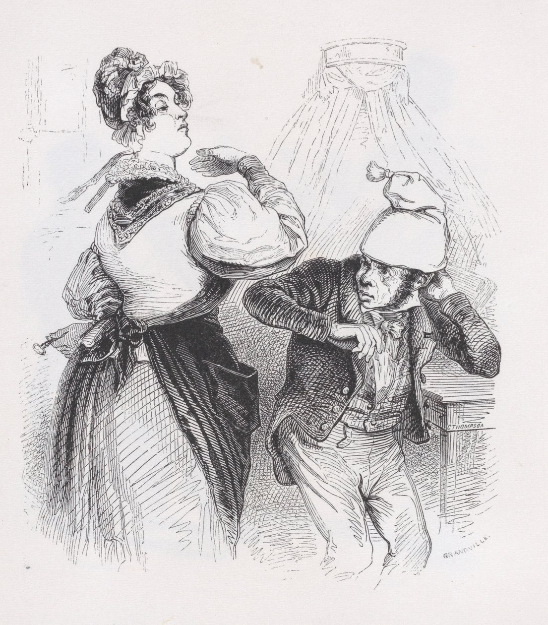 Den tredje ektemannen fra The Complete Works of Béranger, 1836. av Jean Ignace Isidore Gérard