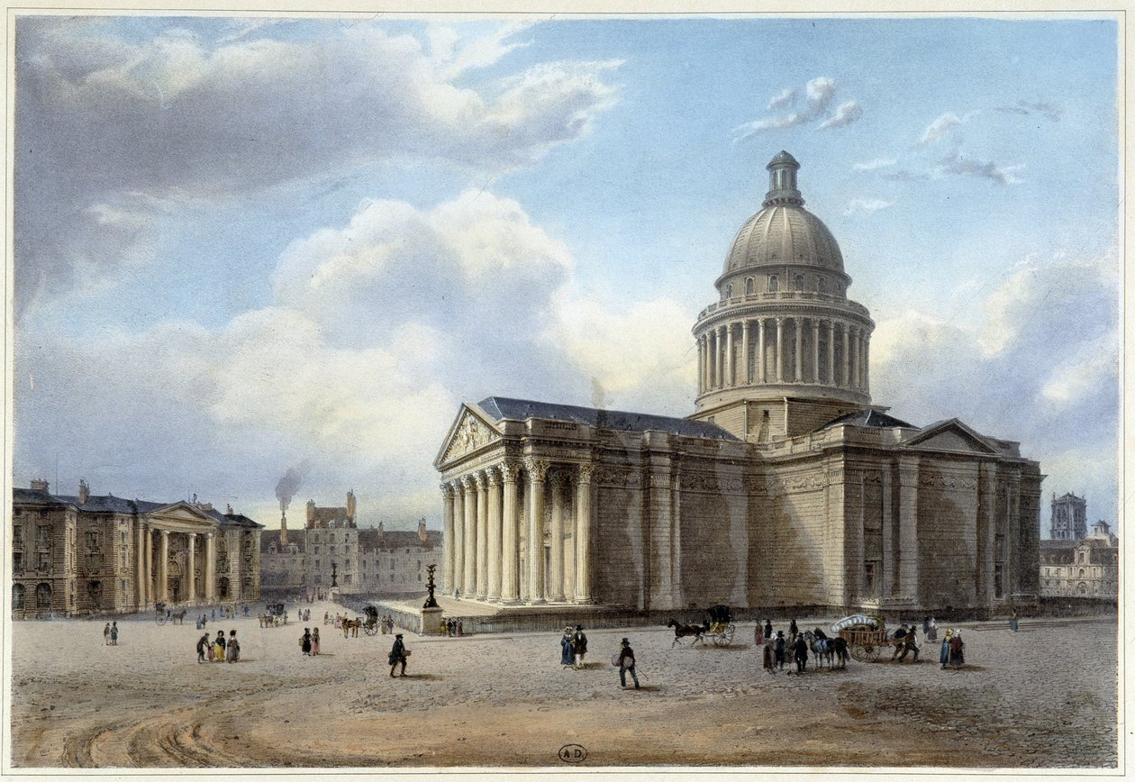 Pantheon - i "Walk in Paris and its environments", designet av Jacottet og Benoist, ca. 1840 av Jean Jacottet