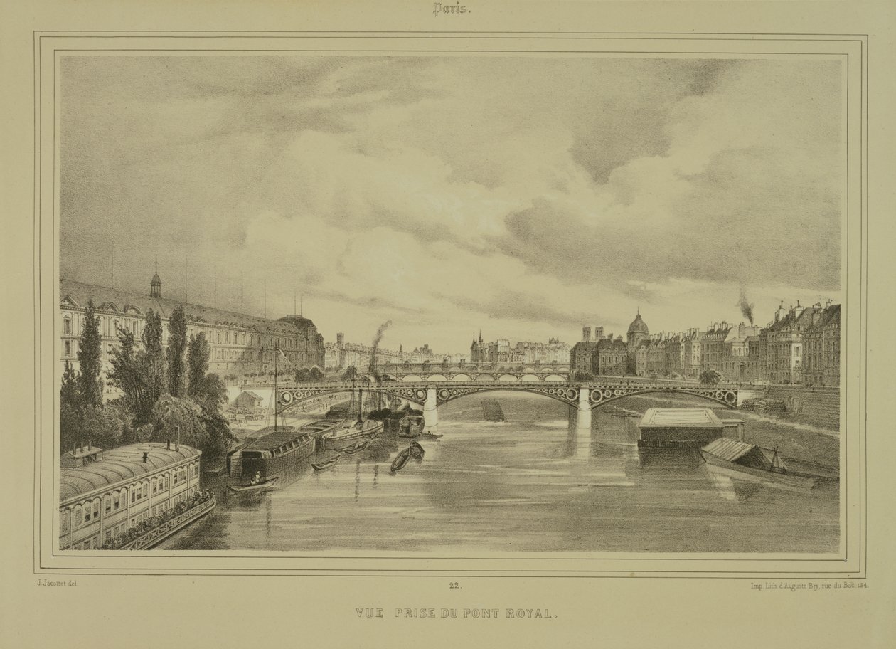 Utsikt over Pont Royal, utgitt av Auguste Bry av Jean Jacottet