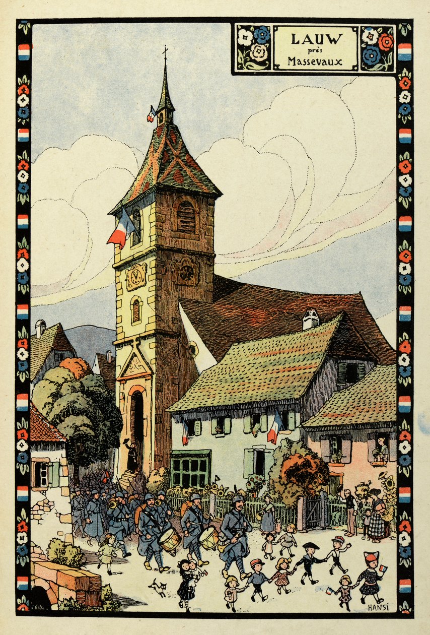 Trefarget paradis: Lauw nær Massevaux 1918 av Jean Jacques (1873 1951) Waltz