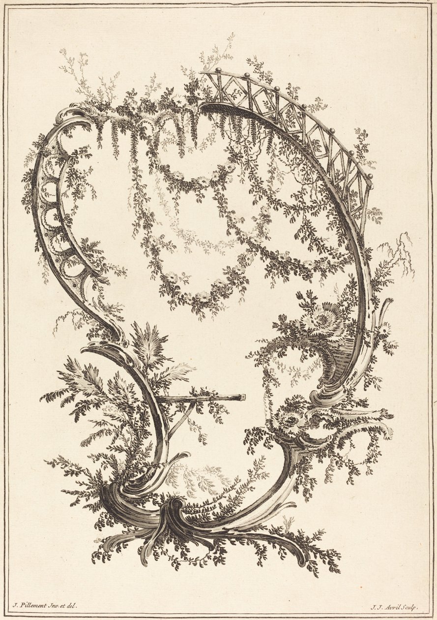 Ornament med stag og rekkverk. av Jean Jacques Avril