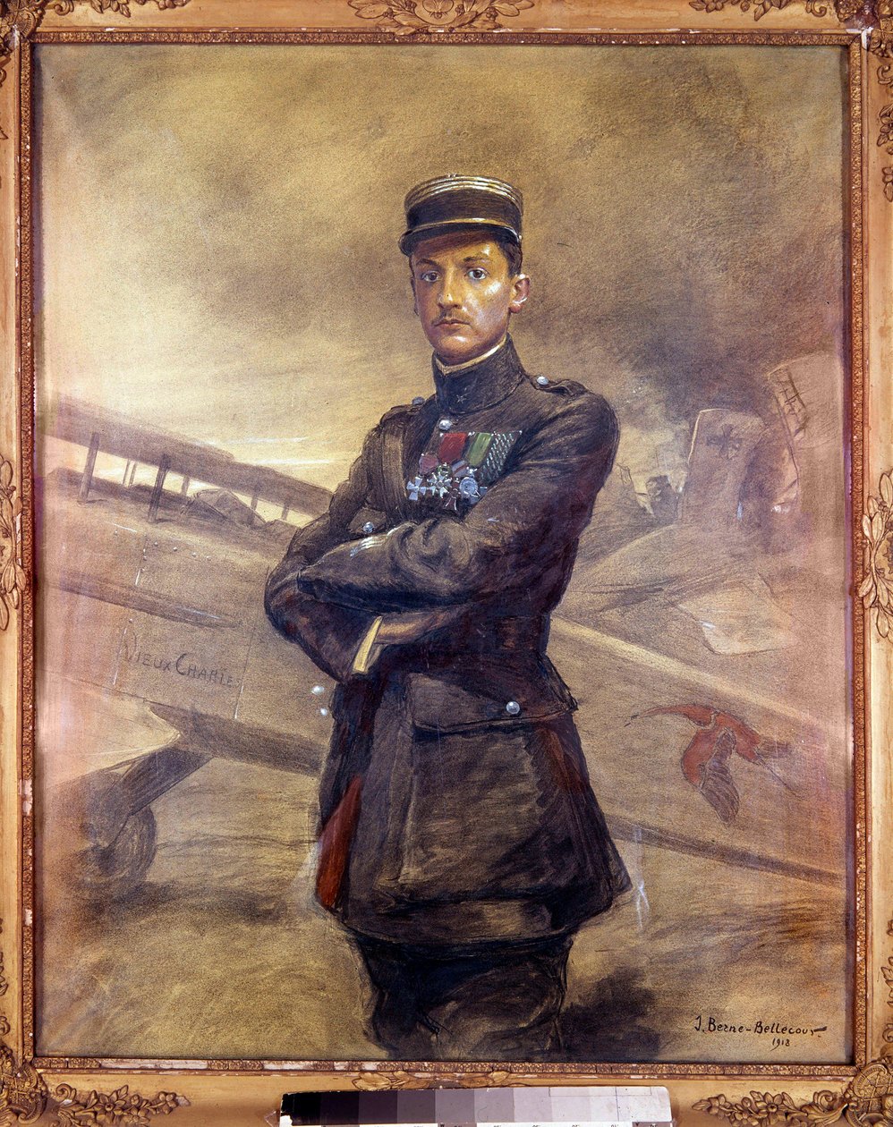 Portrett av Georges Guynemer (1894-1917) Han er en fransk pilot fra første verdenskrig. 1918. Maleri av Jean Jacques Berne Bellecour (1874 -?), 20. århundre. Paris, Musee de l