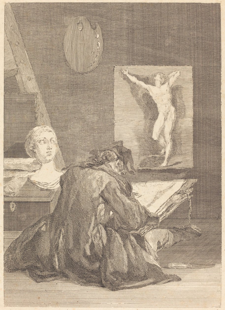 Tegneren av Jean Jacques Flipart after Jean Siméon Chardin