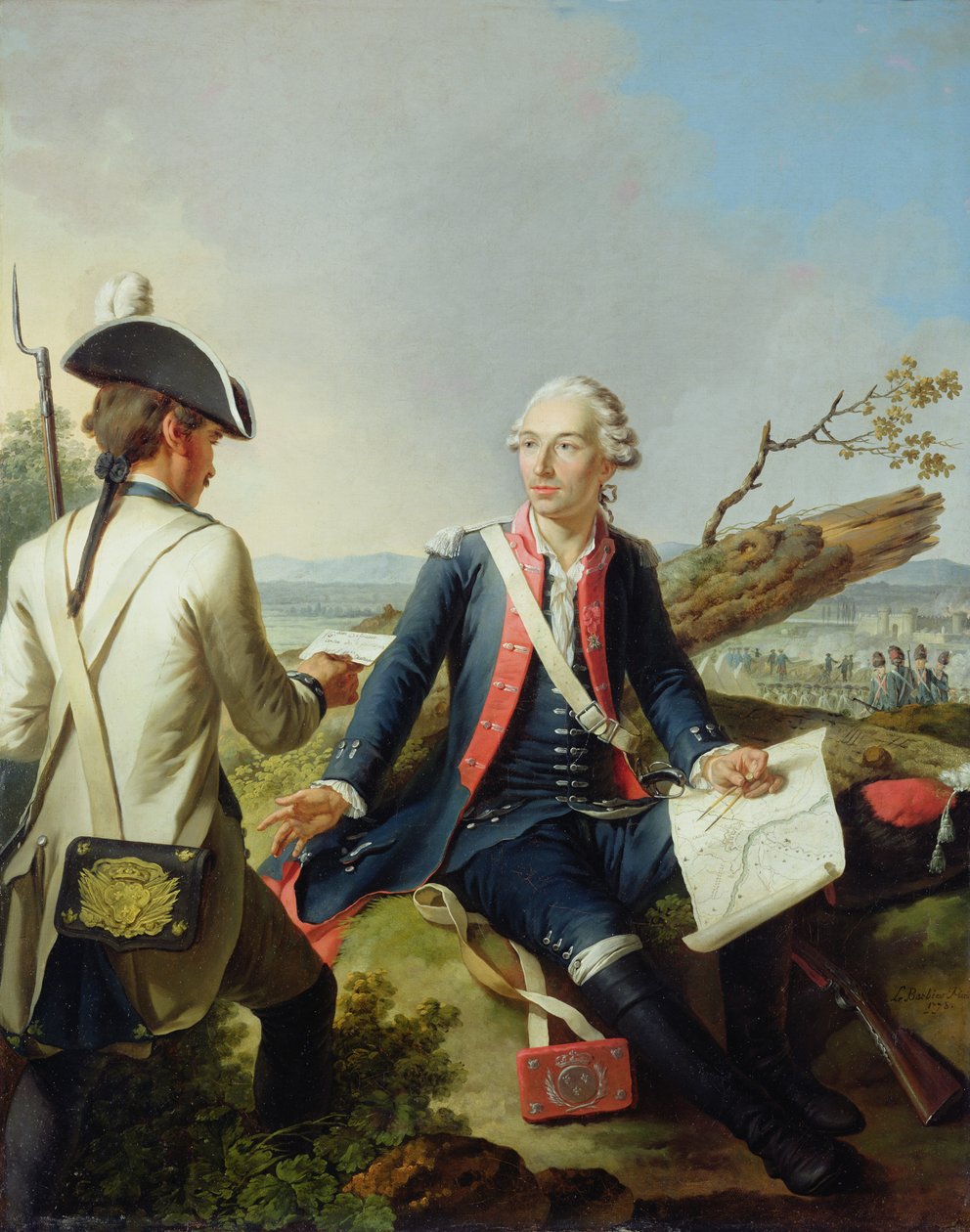 Marquis Louis dEstampes (1734-1815) ved beleiringen av Kassel, 1778 av Jean Jacques Francois Le Barbier