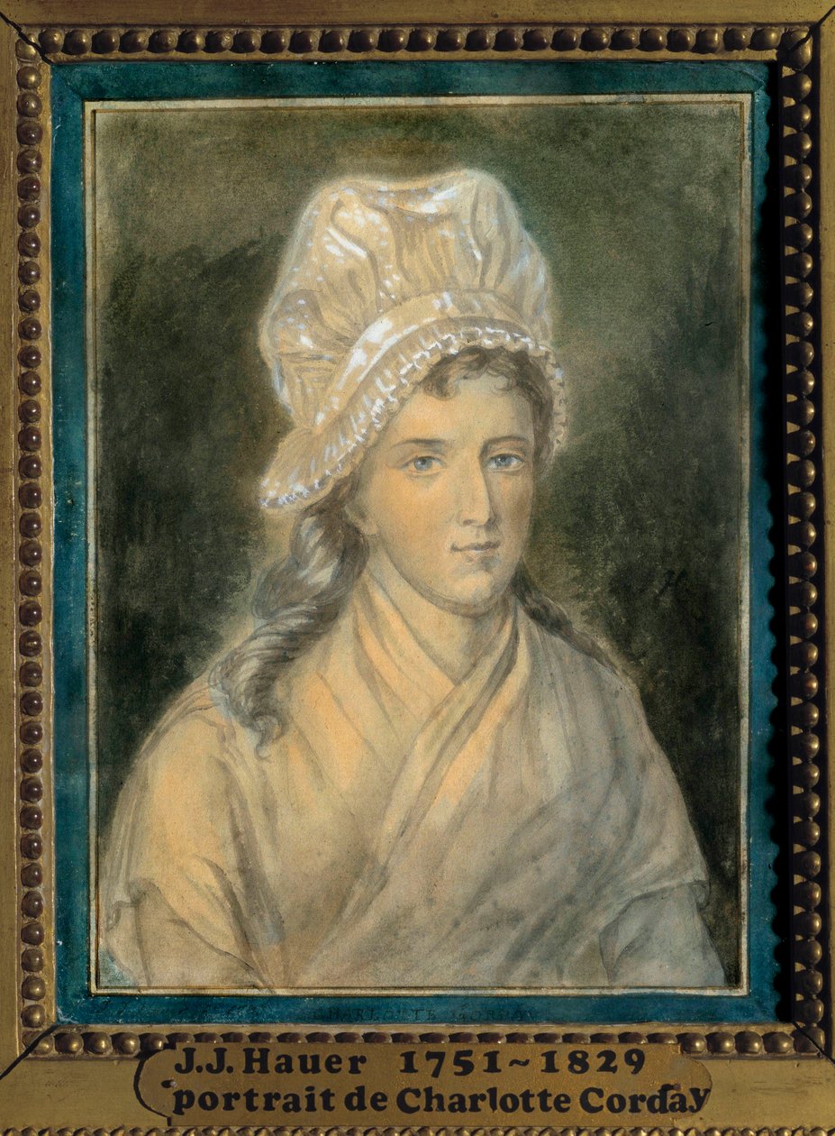 Portrett av Charlotte Corday (1768-1793) Maleri av Jean Jacques Hauer (1751-1829) 1700-tallet. Versailles. Lambinet museum av Jean Jacques Hauer