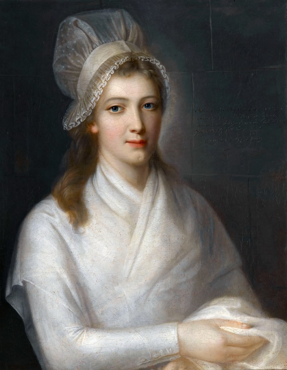 Portrett av Charlotte Corday 1768-1793 av Jean Jacques Hauer