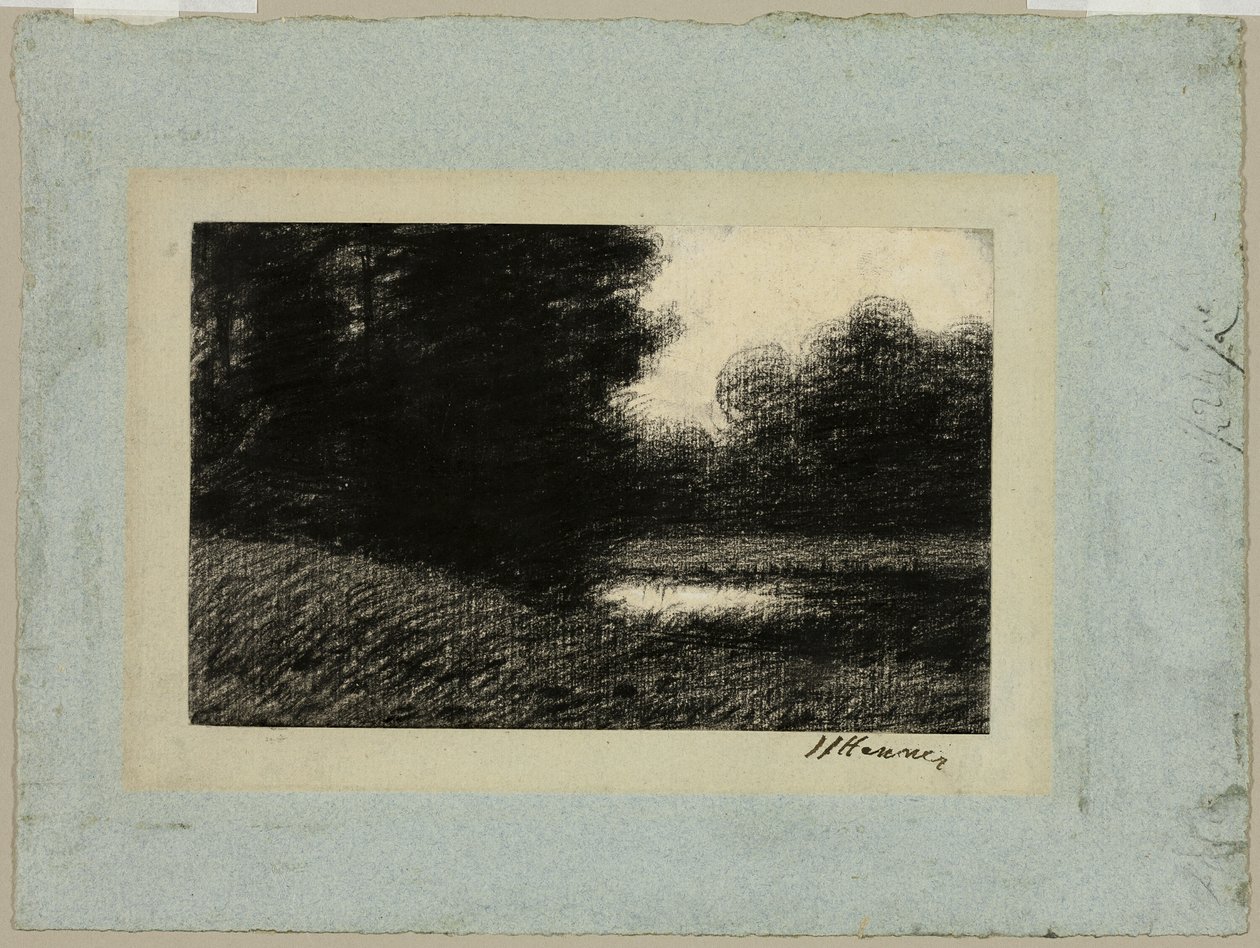 Landskap med en dam av Jean Jacques Henner