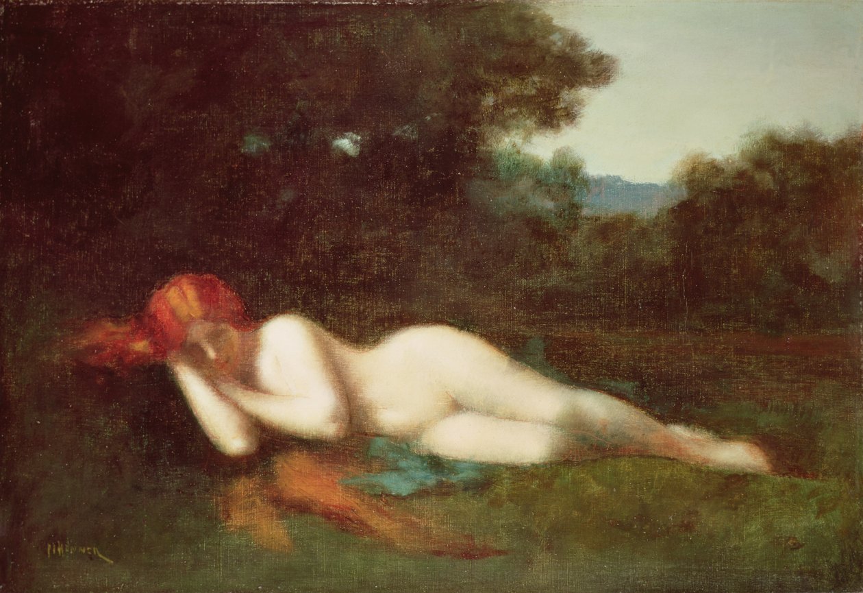 Naken liggende (olje på lerret) av Jean Jacques Henner