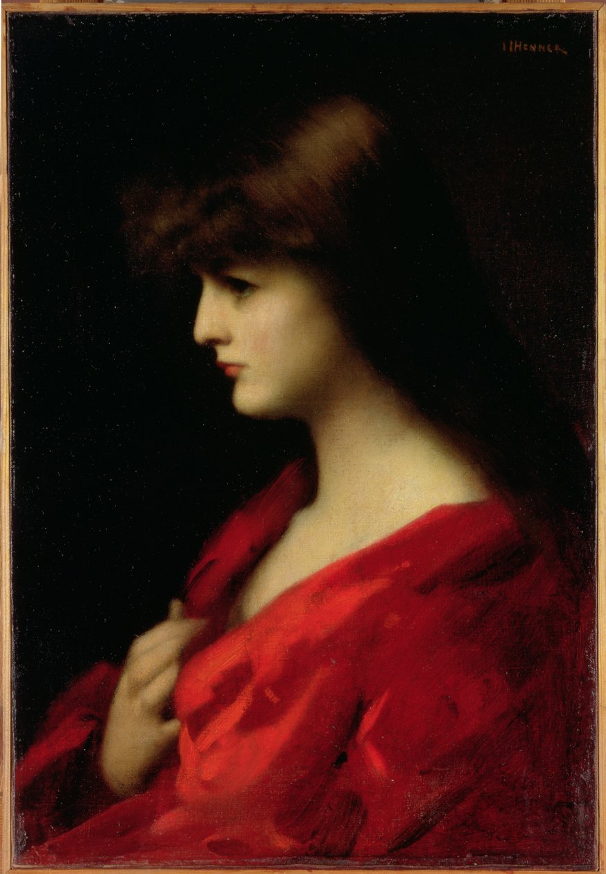 Studie av en kvinne i rødt, tidlig på 1890-tallet av Jean Jacques Henner